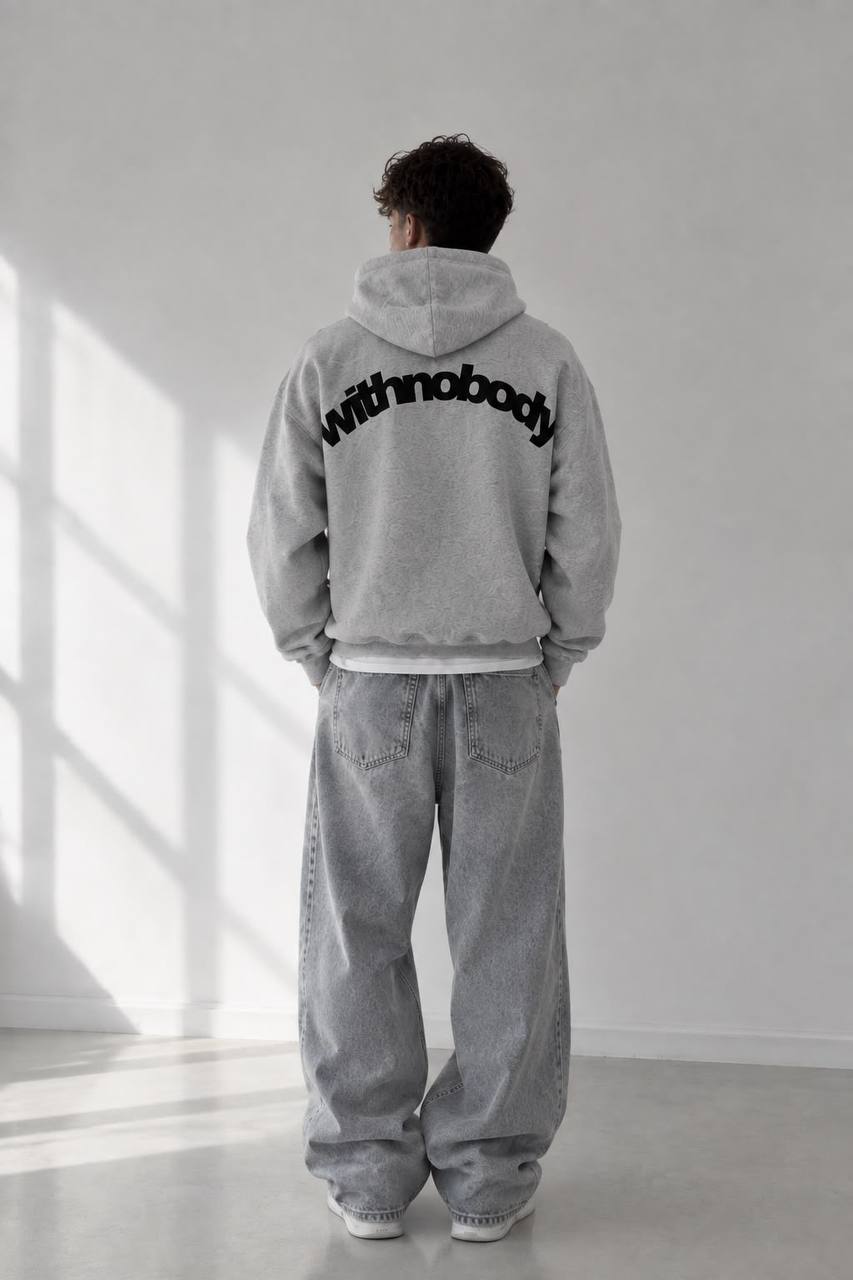 NOBODY SILVER GREY HOODIE
