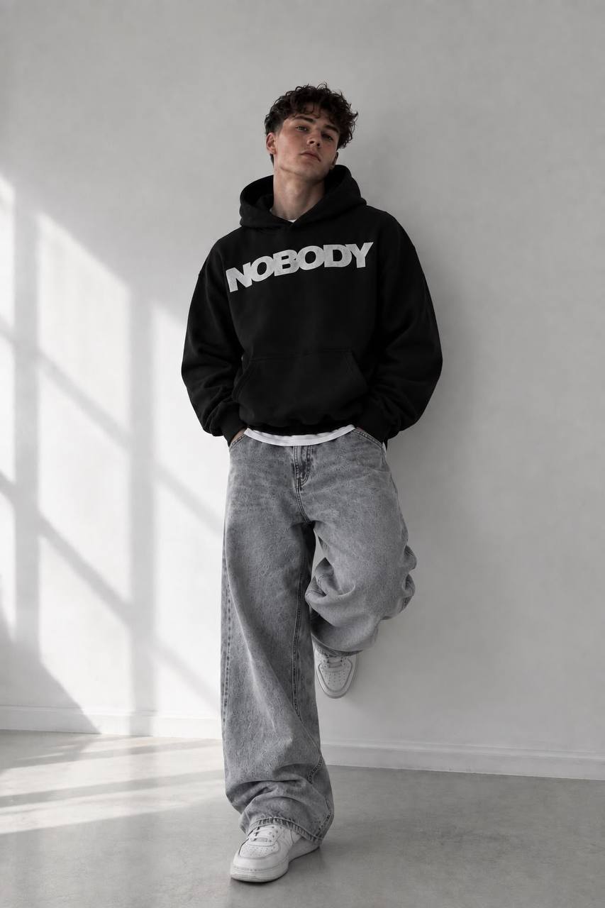 NOBODY BLACK HOODIE