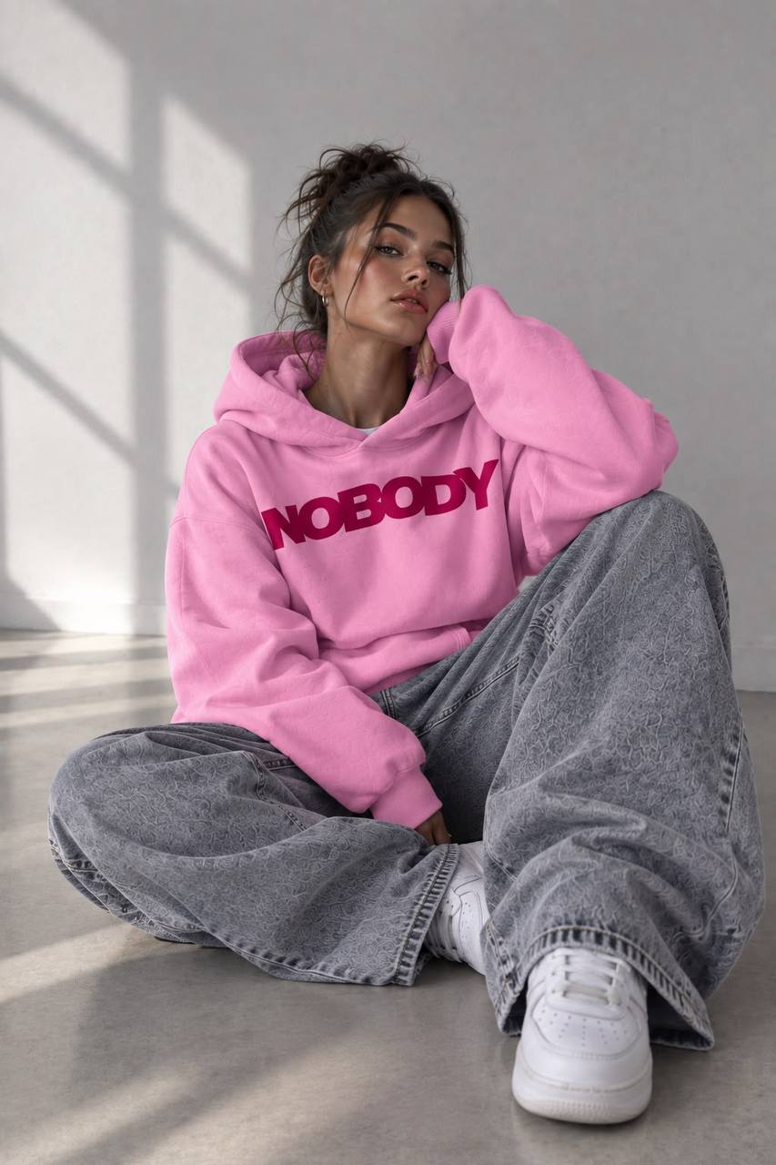 NOBODY BABY PINK HOODIE