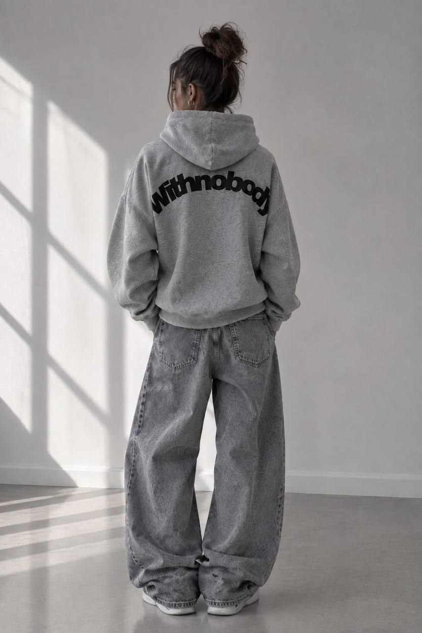 NOBODY SILVER GREY HOODIE