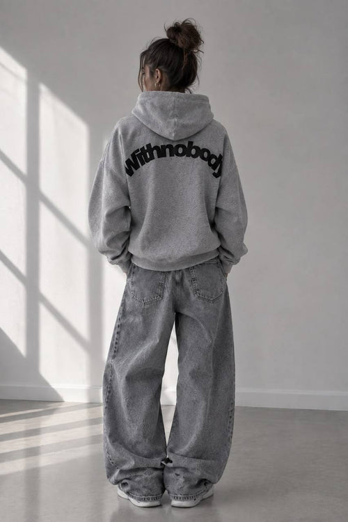 NOBODY SILVER GREY HOODIE